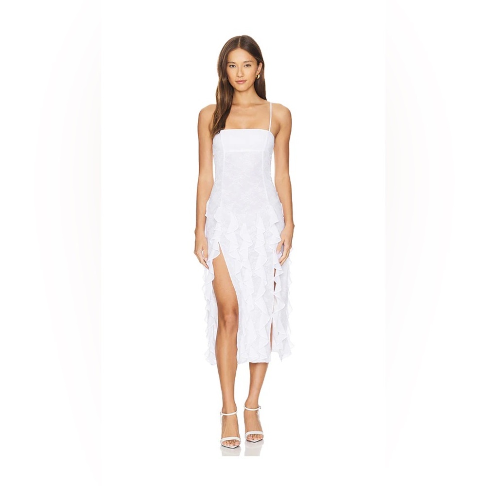 NBD Anila White Ruffle Dress Bridal